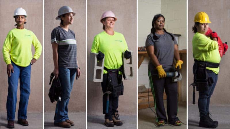 Women on the job in work and safety gear